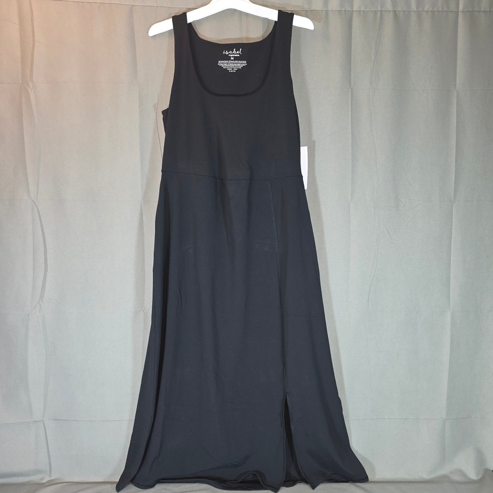 Isabel by Ingrid & Isabel Black Sleeveless Side Slit Midi Maternity Active Dress